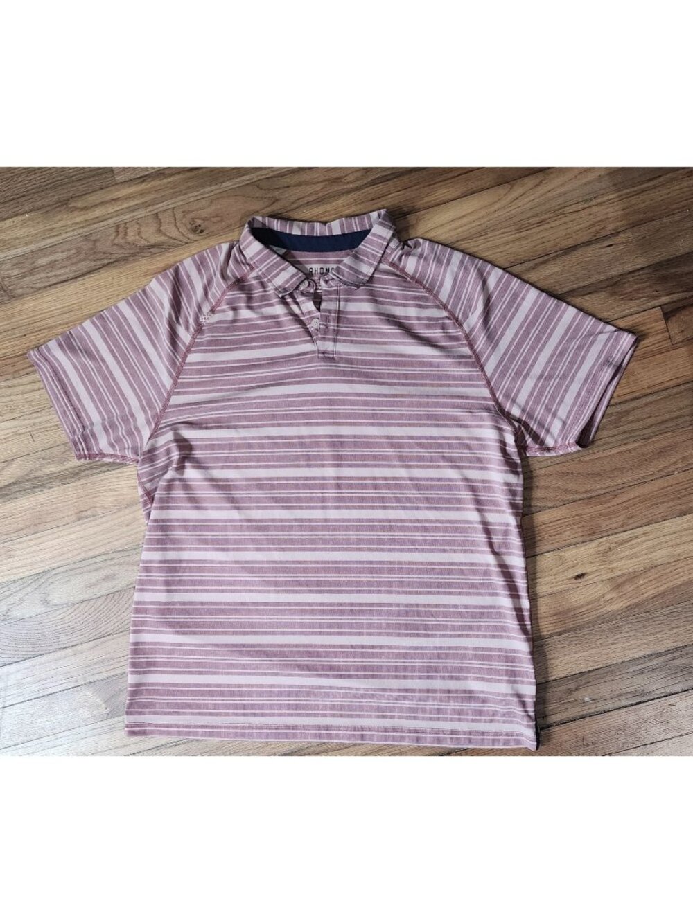 Rhone XL Striped Short Sleeve Polo Shirt Logo Button Wicking Breathable Golf